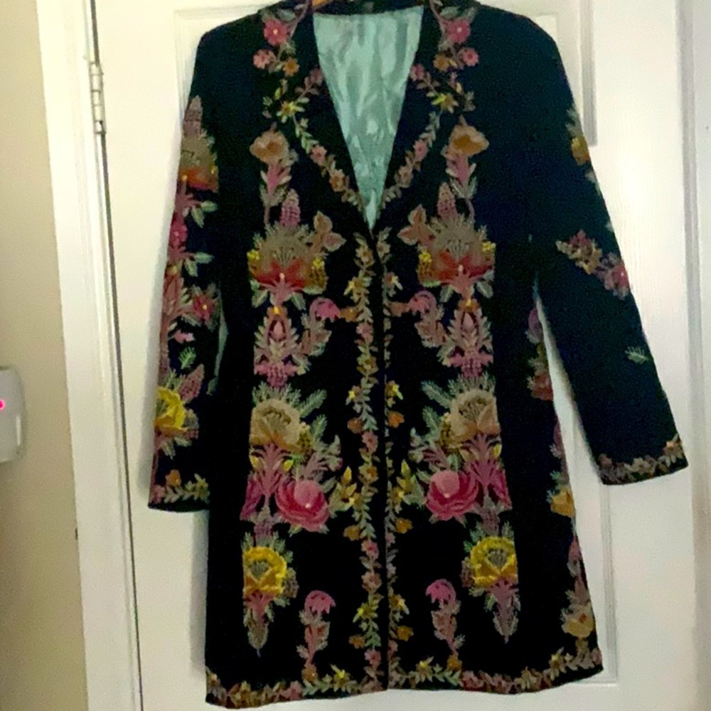 Gorgeous Embroidered Jacket with hidden buttons-worn once!
